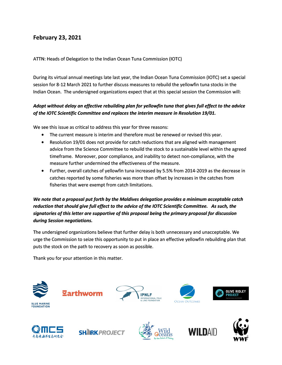 IOTC Sign-On Letters Maldives Proposal Support February 2021