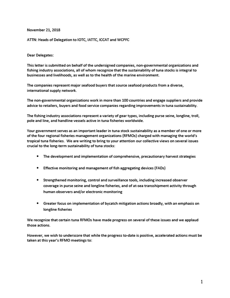 Global Tuna Sustainability Appeal November 2018